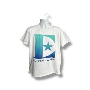 Elton John Farewell Yellow Brick Road Tour Dates 2019 T-shirt White Logo XL